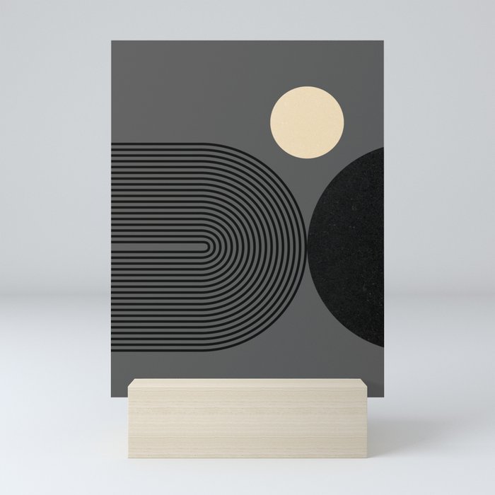 Abstraction_NEW_SUN_MOONLIGHT_BLACK_MONO_POP_ART_0727BL Mini Art Print