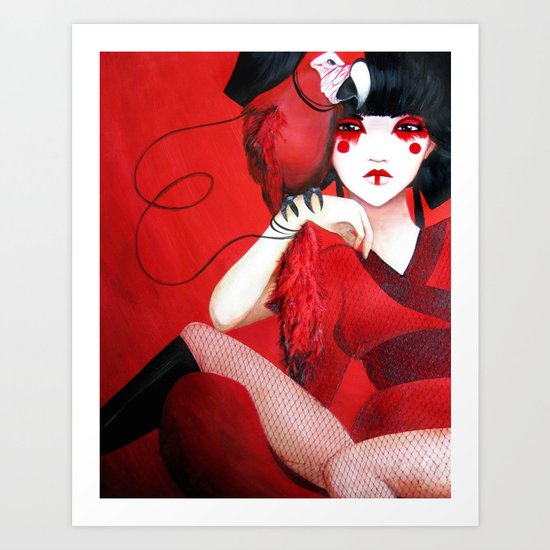 Kimiko the Geisha in Red Art Print