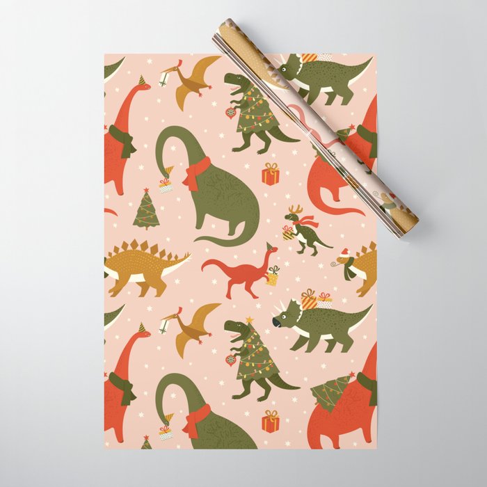 Christmas Dinosaurs Wrapping Paper