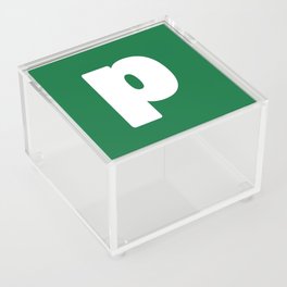 p (White & Olive Letter) Acrylic Box