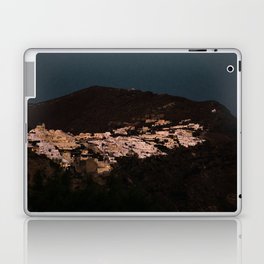 Santorini Cliff by Night | Fira and Oia White Buildings against the Evening Sky | Cliffs & Sea | Nature Travel & Landscape Photography Laptop Skin