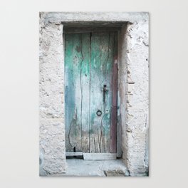 Vintage turquoise green blue door in Italy | Pastel travel photography | wall art print Canvas Print