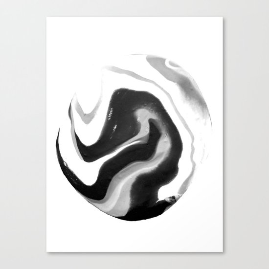 If On A Winter's Night A Traveller Goes to World's End, Marbling Black and White Cirle Canvas Print