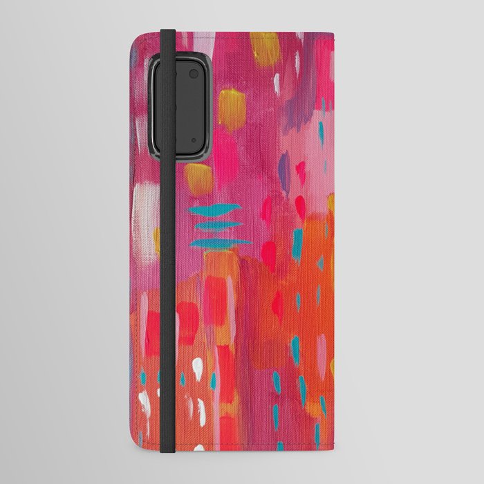 Pink and Orange Summer Abstract Art Android Wallet Case