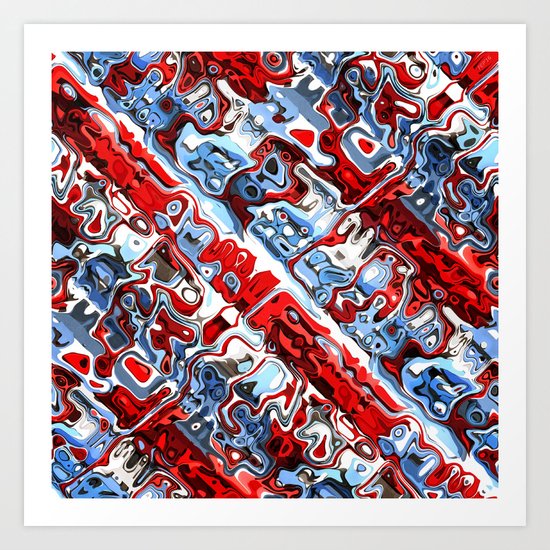 Red White And Blue Abstract Art Print By Perkinsdesigns Society6