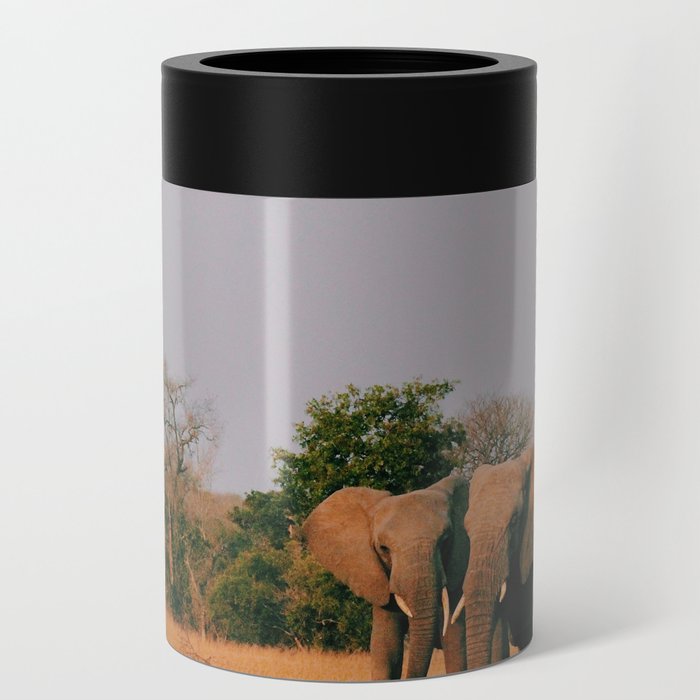 elephants during sunset Can Cooler
