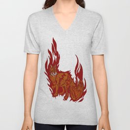 Fire Fox V Neck T Shirt