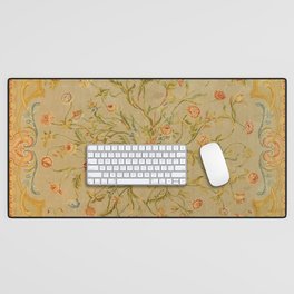Floral Savonnerie 19th Century Authentic Colorful Rose Tulip Greenery Vintage Patterns Desk Mat