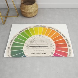 Vintage Color Wheel - Art Teaching Tool - Rainbow Mood Chart Pride Rug