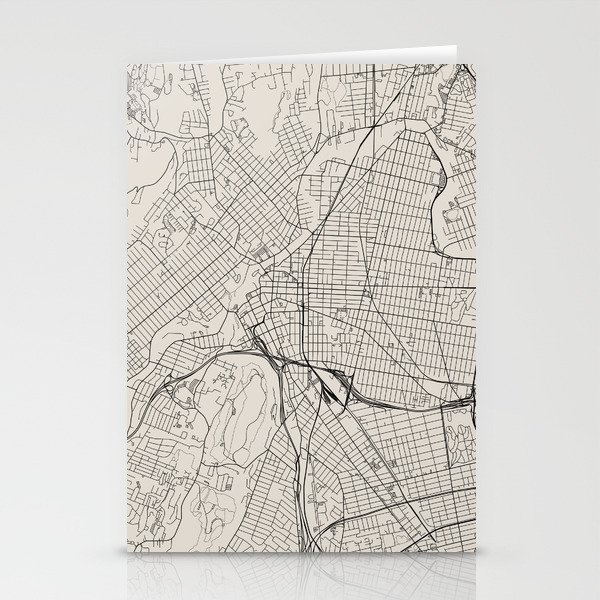 USA, Paterson City Map Stationery Cards