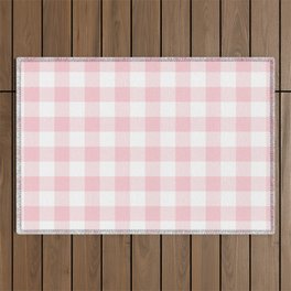 Large Valentine Soft Blush Pink and White Buffalo Check Plaid Outdoor Rug