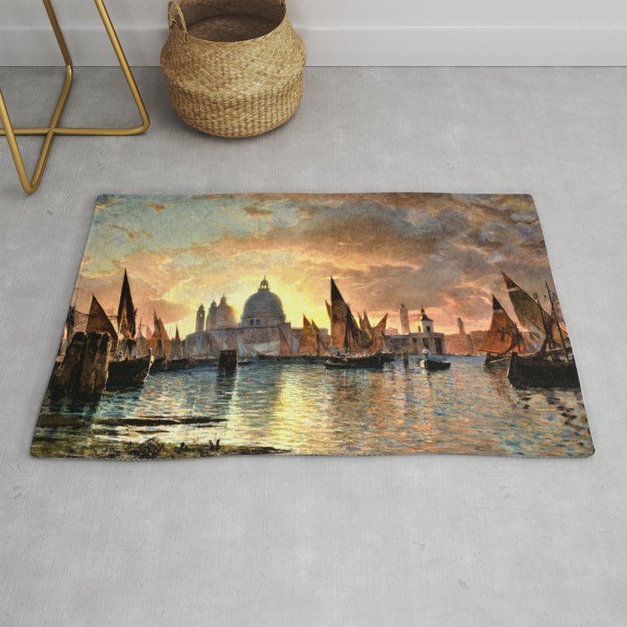 Modified Remastered Historical painting Santa Maria della Salute, Sunset by William Stanley Haseltine Rug