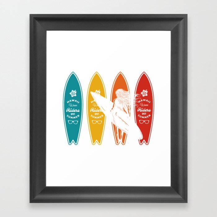 Surfer Gift Vintage Surfing Surf Board Beach Framed Art Print