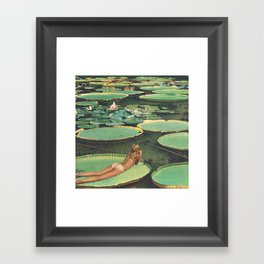 LILY POND LANE by Beth Hoeckel Gerahmter Kunstdruck | Lilypad, Curated, Vintage, Woman, Swimming, Water, Tan, Butt, Green, Lake 