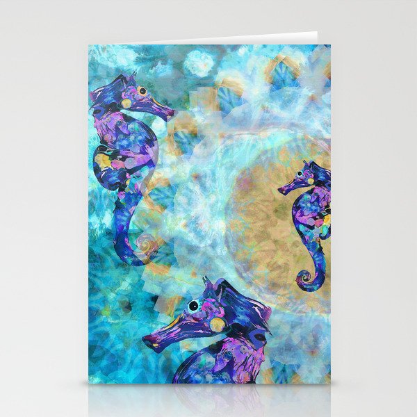 Colorful Seahorse Beach Art - Sea Dance Stationery Cards