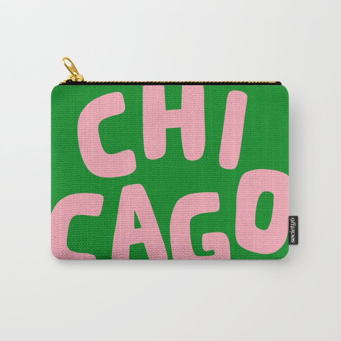 Chicago Green & Pink Carry-All Pouch