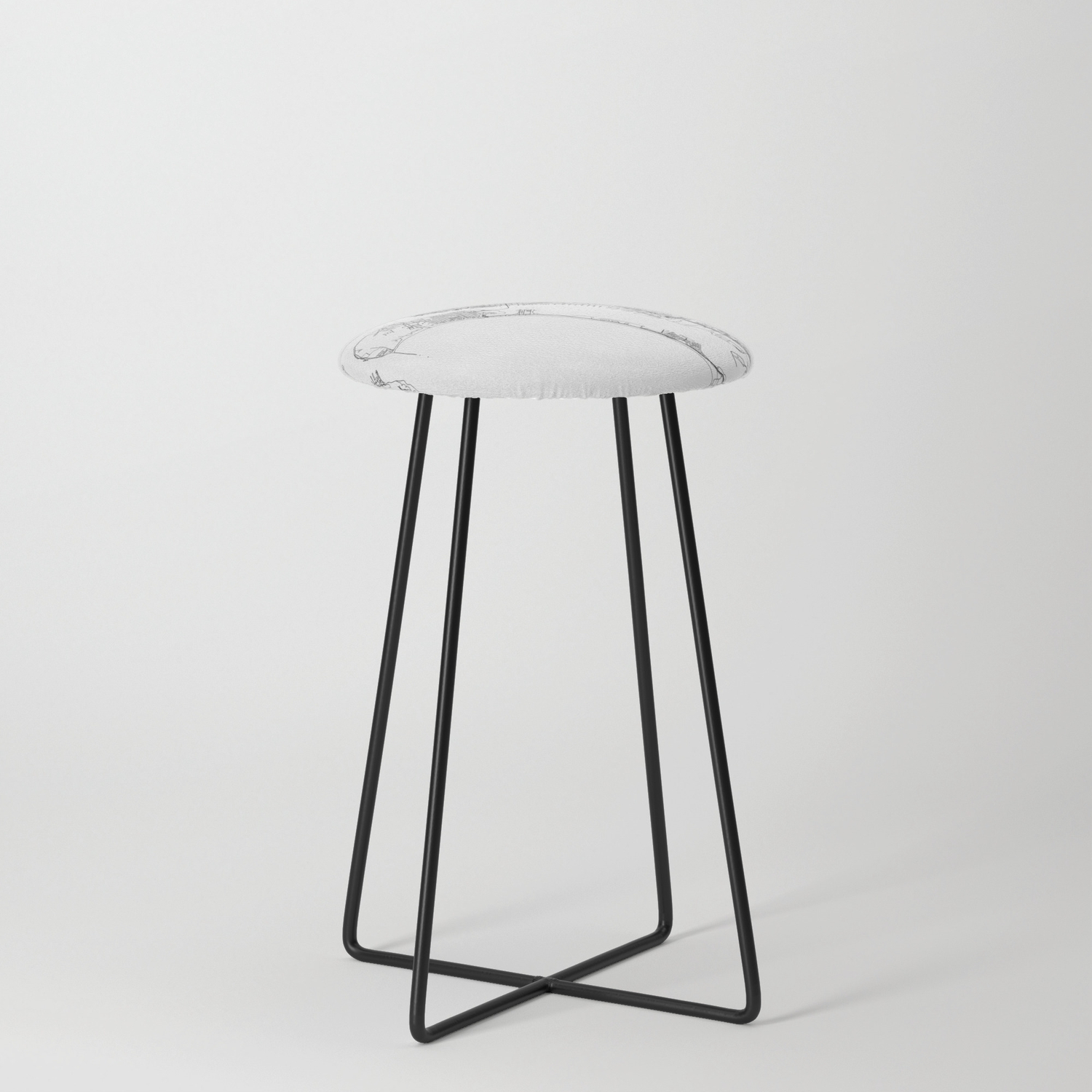 San Diego White Map Counter Stool
