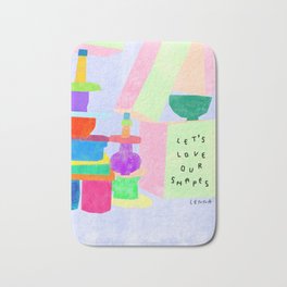 Love Yourself Love Your Shapes Body Positivity Self Love Mental Health Awareness Colorful Positive Bath Mat | Mental Health, Body Positivity, Body Positive, Pop Art, Typography, Shape, Positivity, Curated, Illustration, Quote 