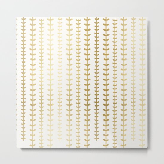 Minimalist gold vines pattern Metal Print