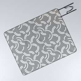 White curves on silver background Picnic Blanket