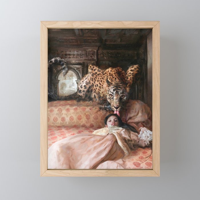 Guillermo Lorca Tiger and Girls in Badroom Garcia Framed Mini Art Print