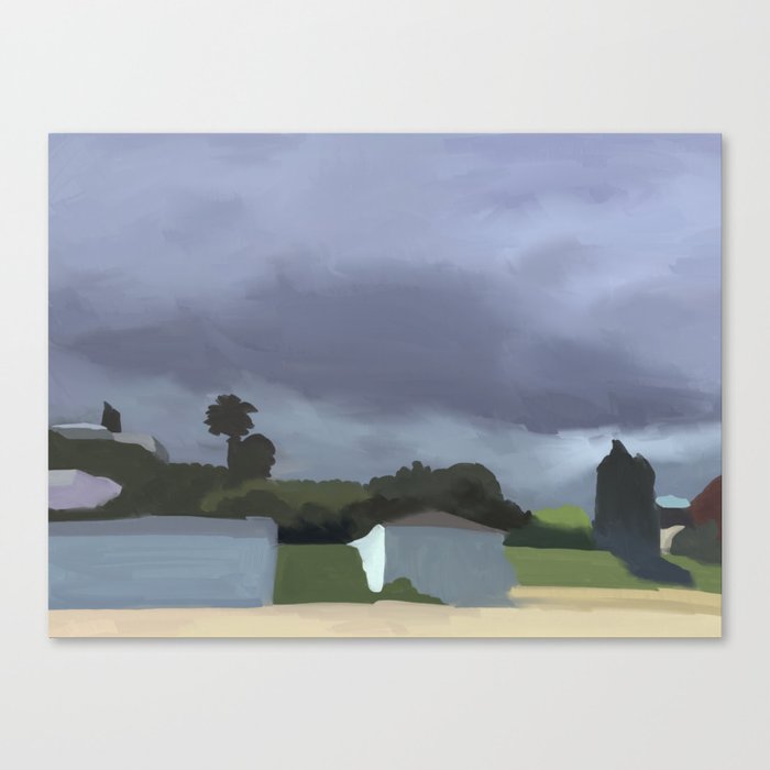 Landscape art Maraetai Beach Auckland New Zealand Summer Digital Art Canvas Print by AP