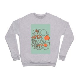 70s Hippie Boho Mushrooms Green Crewneck Sweatshirt