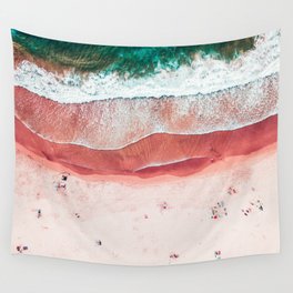 Pink Beach Print, Aerial Beach, Bondi Beach, Aerial Photography, Ocean Waves, Waves Print, Sea Print, Modern Home Decor Print Art Wall Tapestry