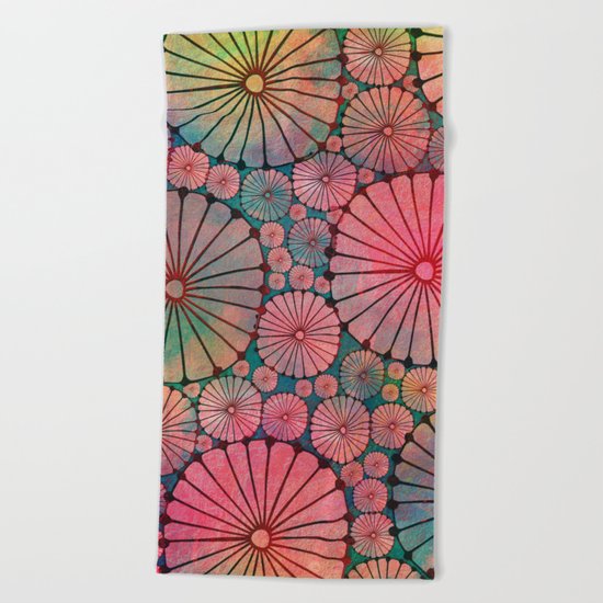 Abstract Floral Circles Beach Towel