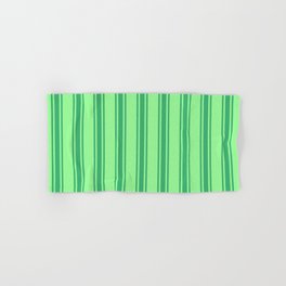 [ Thumbnail: Green & Sea Green Colored Lines Pattern Hand & Bath Towel ]