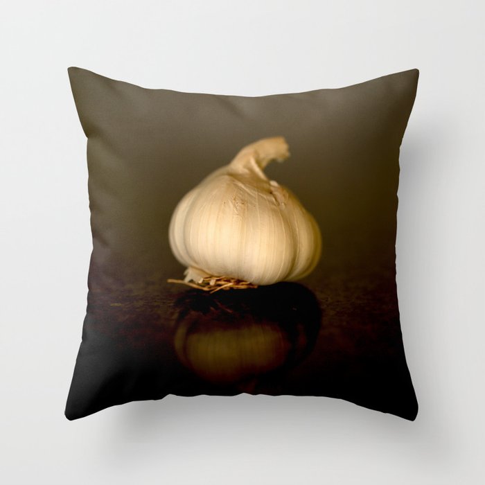 Garlic on Dark Background  Throw Pillow