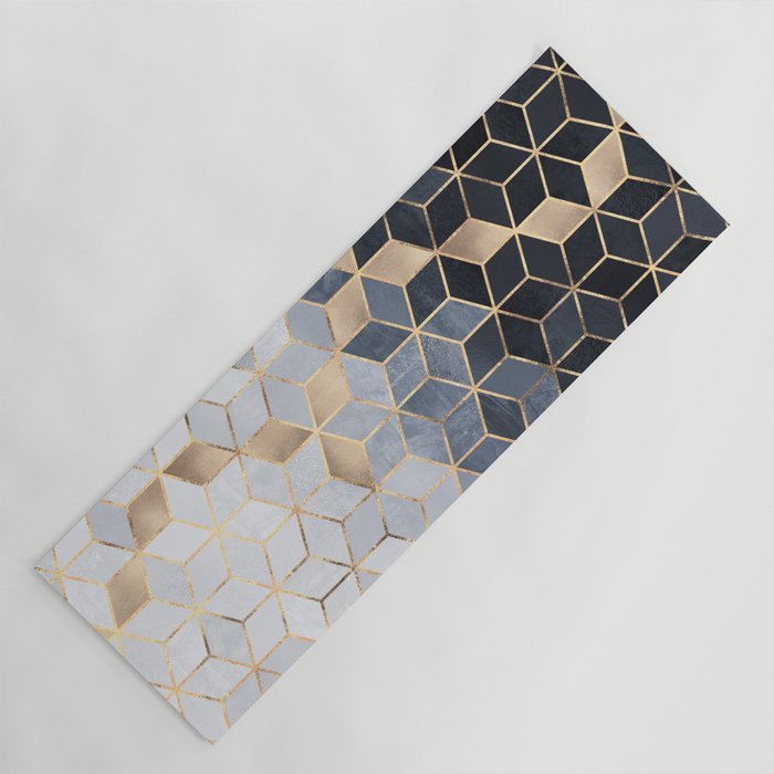 Soft Blue Gradient Cubes Yoga Mat