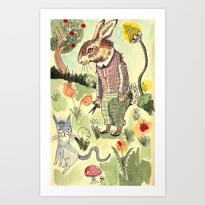 Rabbits Garden Art Print