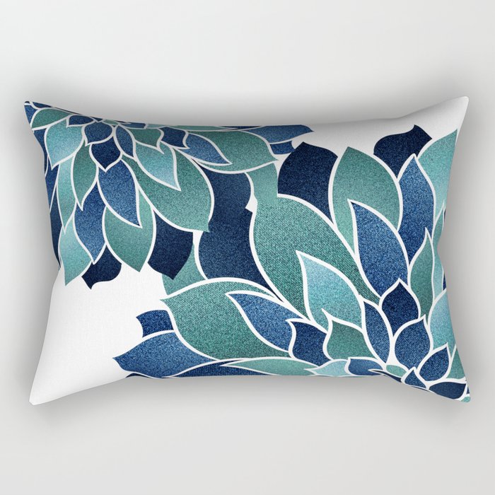 Navy Blue and Teal by Megan Morris on Throw Pillow Flower Bloom Society6 Festive 