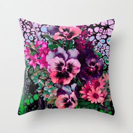 pansies and flowers Throw Pillow