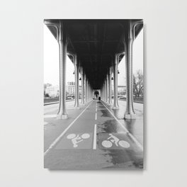 Pont de Bir-Hakeim | Steel bridge in Paris | Black and white Travel Photography Metal Print | Tunnel, Metal, Parisian, Steel, Cycling, Railway, Photo, Iron, Promenade, Travel 