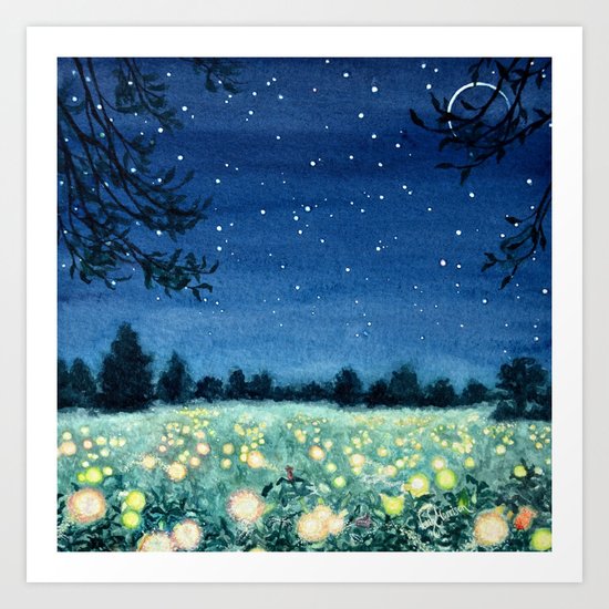 Dance of the Fairies and the Fireflies Art Print