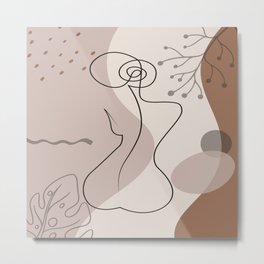 Set of naked woman sitting back one line. Poster cover. Minimal woman body. One line drawing. No 1/3 Metal Print