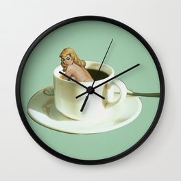 Her Name is Jo :) - green Wall Clock | Design, Cup, Green, Mint, Jo, Pulpart, Coffee, Retro, Vintage, Popart 