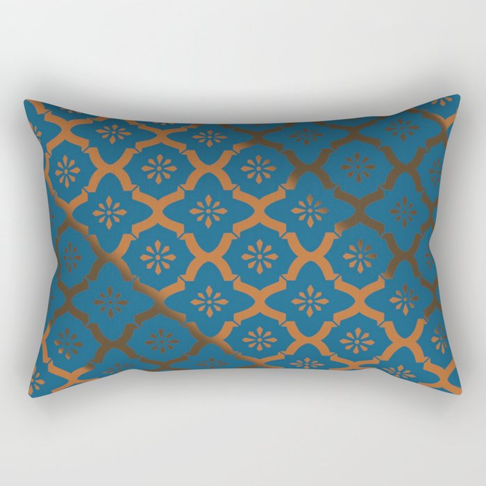 Moroccan Teal and Copper Rectangular Pillow