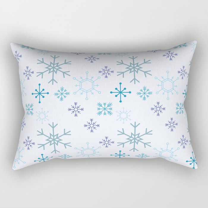 Snowy Blue Rectangular Pillow