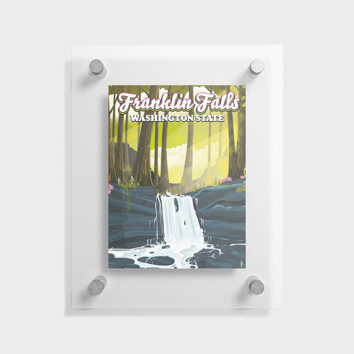 Franklin Falls Washington state travel poster Floating Acrylic Print