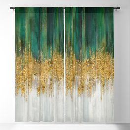 Green and gold motion abstract Blackout Curtain