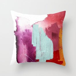 Desert Daydreams [3]: a colorful abstract mixed media piece in purple blue pinks and orange Throw Pillow