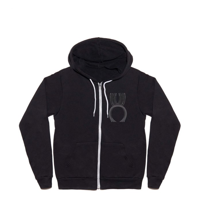 Black Abstract Line Art 2.0 Full Zip Hoodie