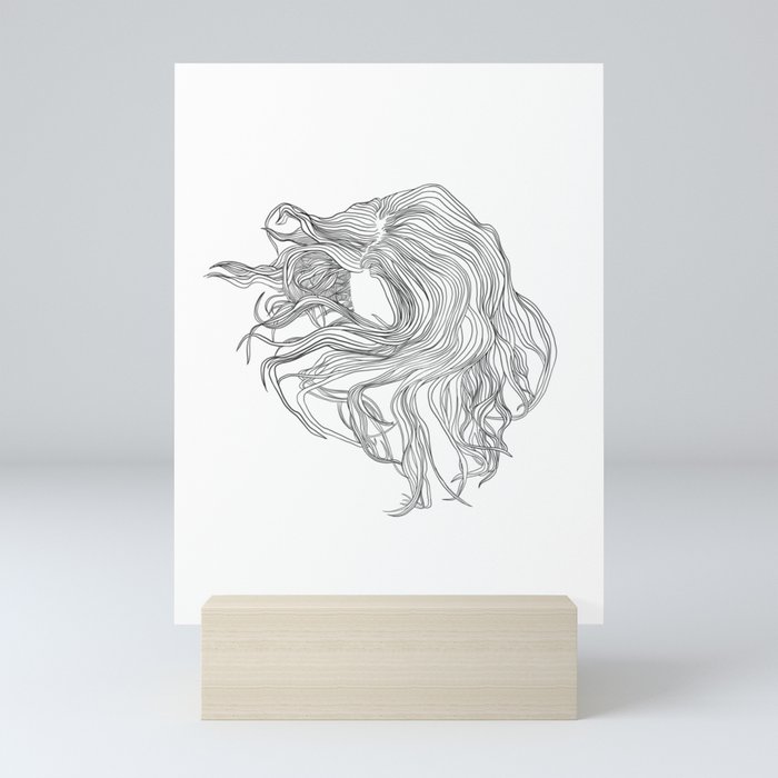 Howling Mane, in transparent/black Mini Art Print