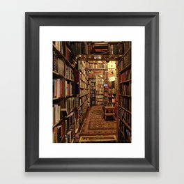 Warm & cozy bookshop in Scotland Framed Art Print