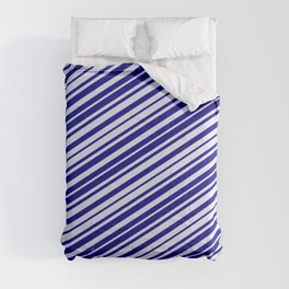 [ Thumbnail: Blue and Lavender Colored Lines/Stripes Pattern Comforter ]
