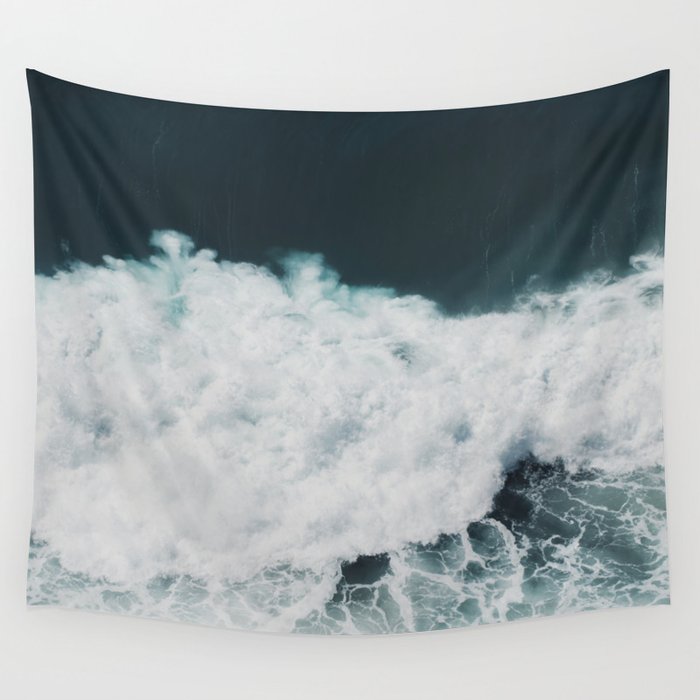 Crashing Waves three - aerial ocean - sea travel photography Wall Tapestry