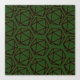 D20 Pattern - Green Gold Black Canvas Print